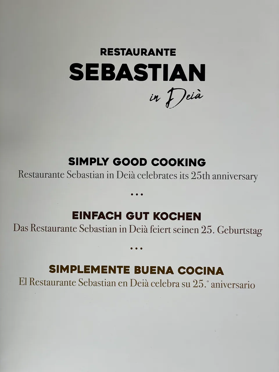 Restaurante Sebastian book portrait page